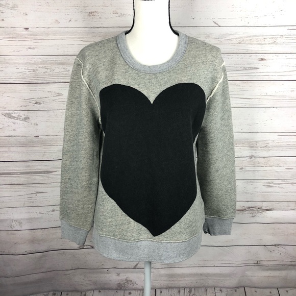 Madewell Tops - Madewell Gray Sweatshirt Black Heart Print